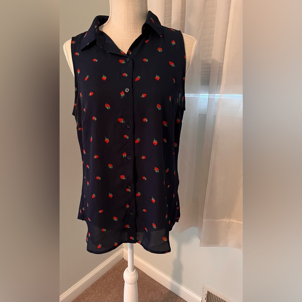 Navy silky top